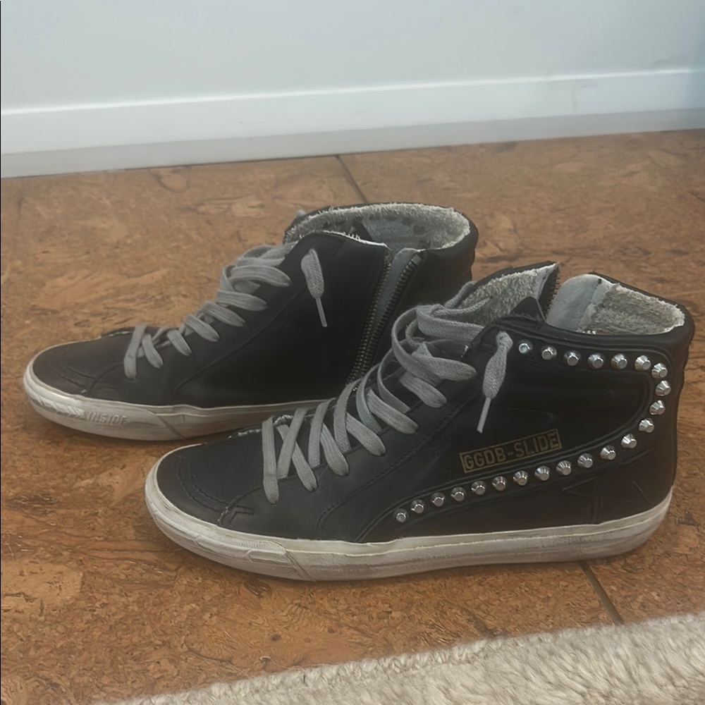 Golden Goose Slide Zip Black sneakers with Studs